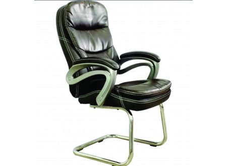 Cadeira Escritório Executiva  Desenho Italiano- Cadeira Em Couro Pu Tabaco Com Preto